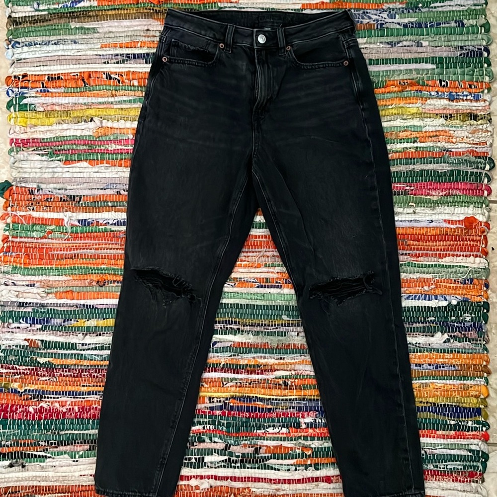 Distressed black American eagle jeans
